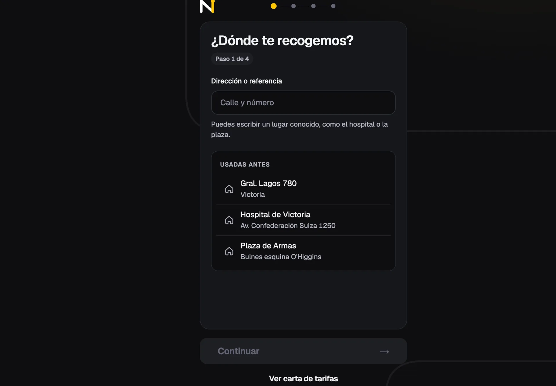 Interfaz Pasajero