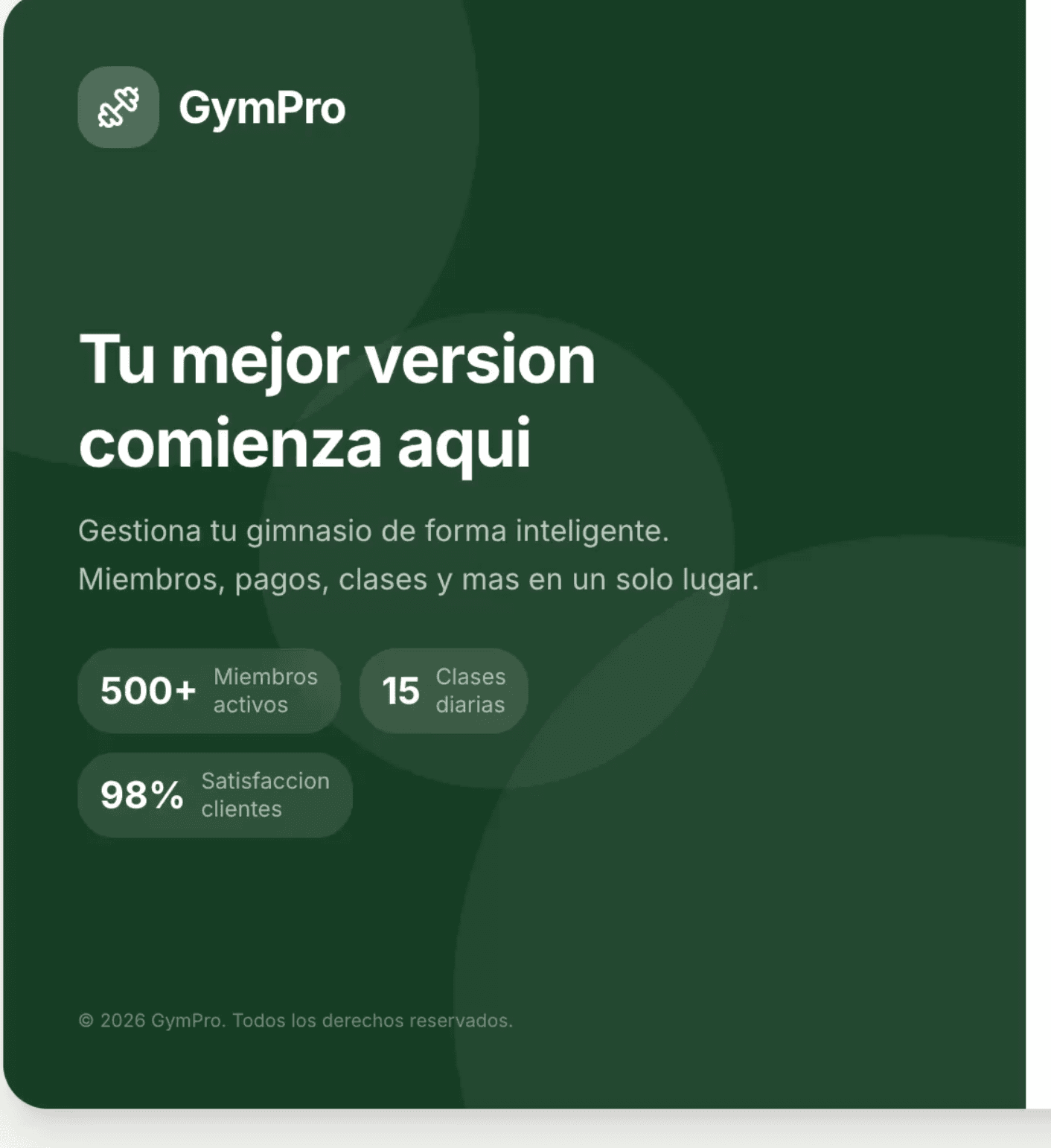 Captura del sistema de gestión BiosGym